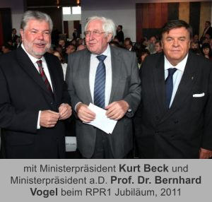 mit Ministerpräsident Kurt Beck und Ministerpräsident a.D. Prof. Dr. Bernhard Vogel beim RPR1 Jubiläum, 2011